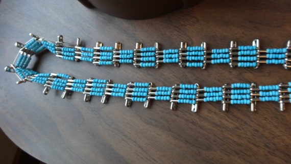 Navajo Turquoise Bead and Safety Pin Squash Bloss… - image 3