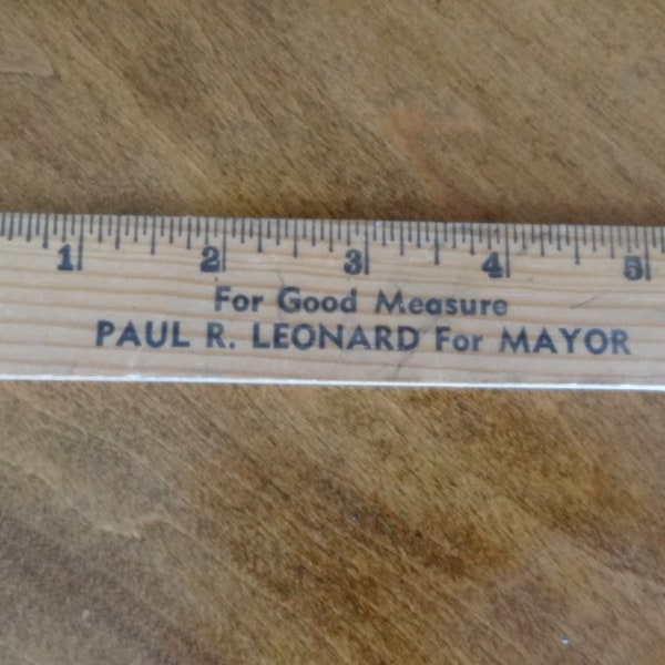 Dayton Ohio 6" Wooden Ruler Paul Leonard For Mayor Rock and Roll Mayor