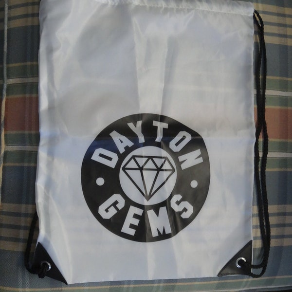 Dayton Gems Hockey Dayton Ohio Black and White Nylon Bag Backpack