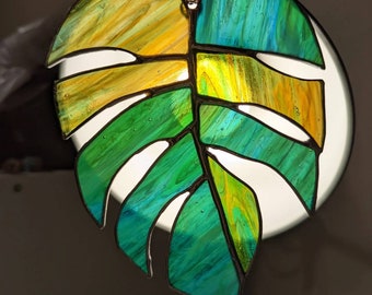 Stained Glass Monstera Leaf