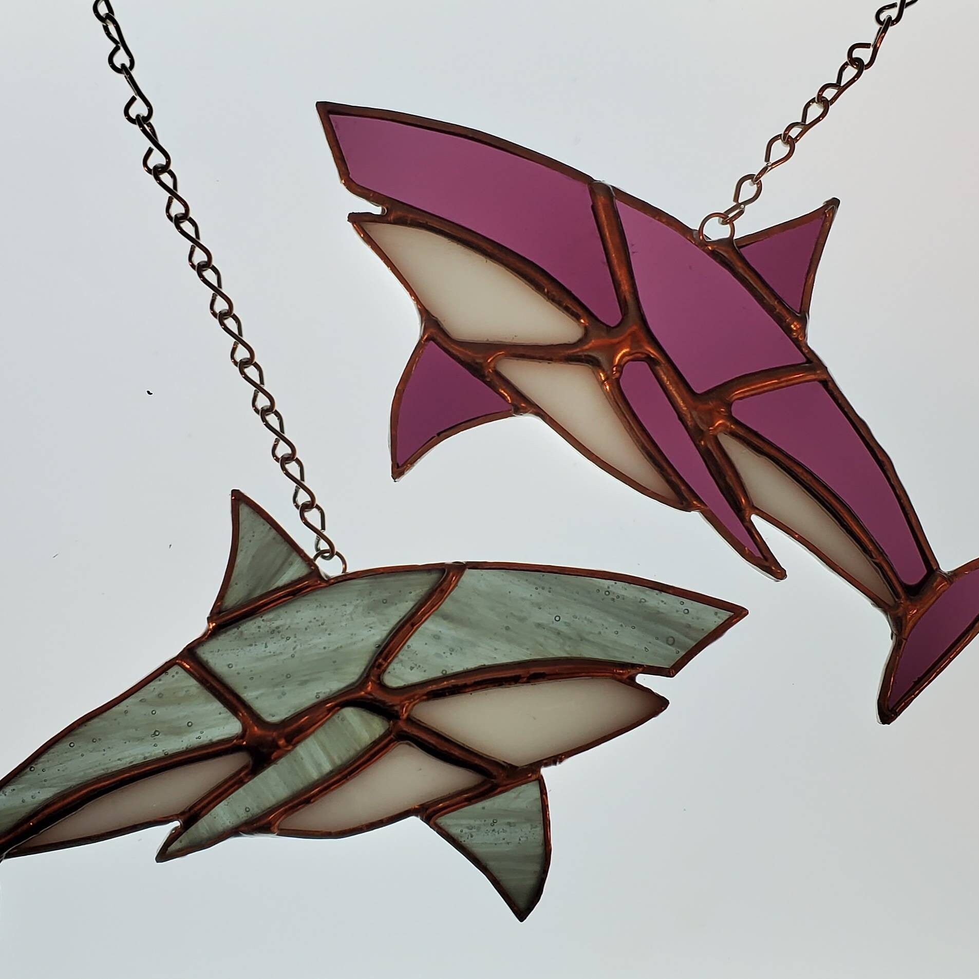Stained Glass Great White Shark Color Customizable - Etsy