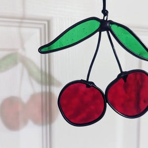 Stained Glass Cherry Suncatcher Cherries