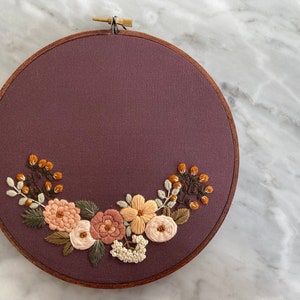 Embroidery Hoop Art Beginner Embroidery Kit Gift for Women Hand Embroidery Kit Modern Embroidery Modern Cross Stitch Hoffelt and Hooper Purple 7"