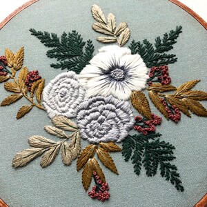 Beginner Embroidery Kit: Floral Hoop Art DIY Pattern, Modern Hand Embroidery Supplies