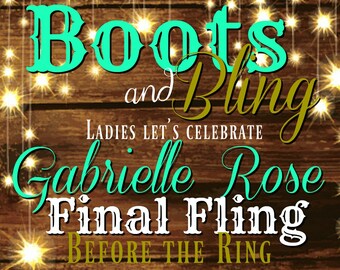 Country Themed Invitation used as digital download/ printing available/ perfect for girls night out/ Bachelorette/ Bridal Shower/ Wedding
