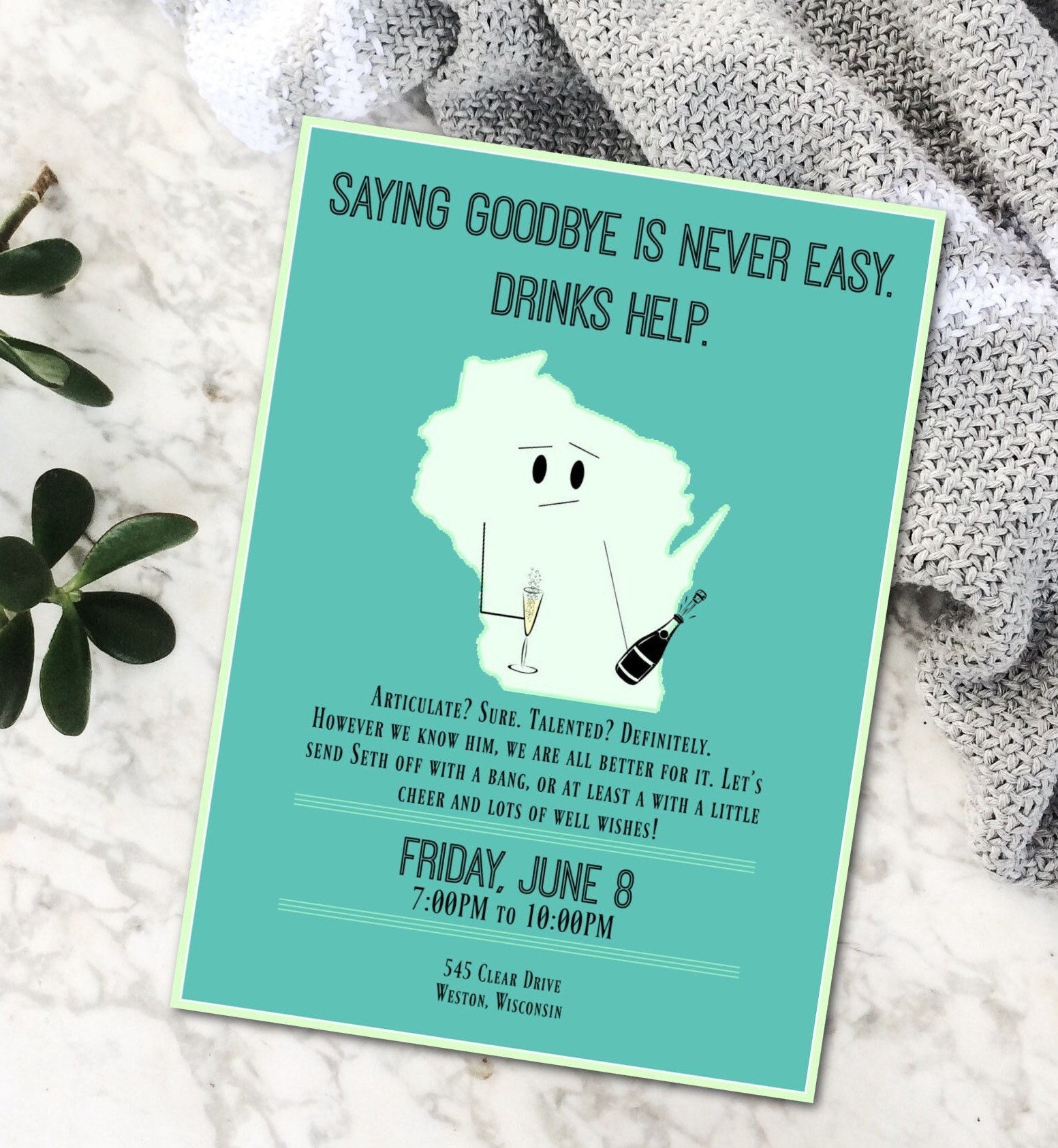 Goodbye Invitation/ Farewell/ Friends Moving / Coworker Leaving/ Last