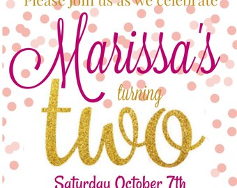 Confetti Invitation used as digital download/ printing available/ Perfect for Birthday/ Bachelorette/ Bridal Shower/ Designed with glitter