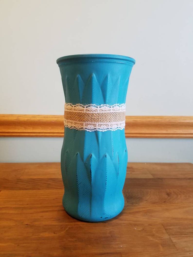 Distressed teal vase rustic home decor Etsy