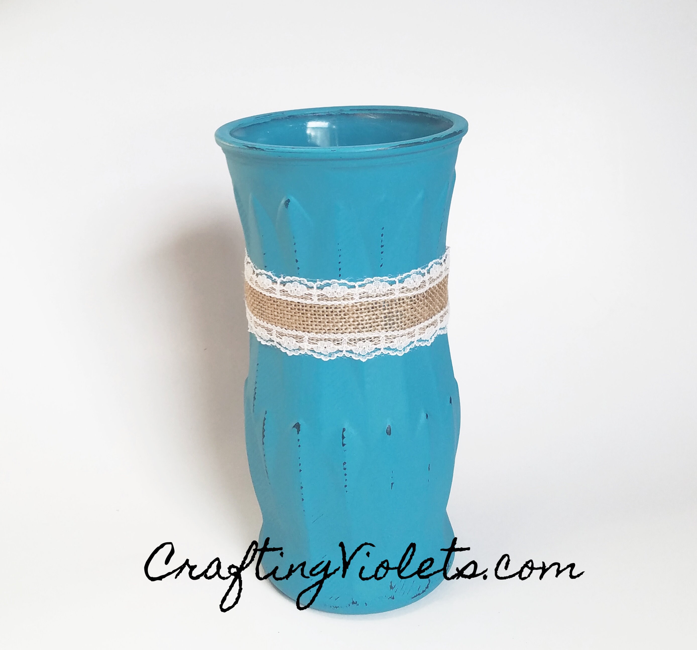 Distressed teal vase rustic home decor Etsy