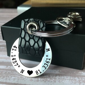 Llavero incl grabado personalizado deseo texto cuero auténtico key2 menq