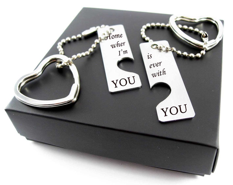 Couple Heart Keychain / Personalized Laser Engraved Keychain / Etsy