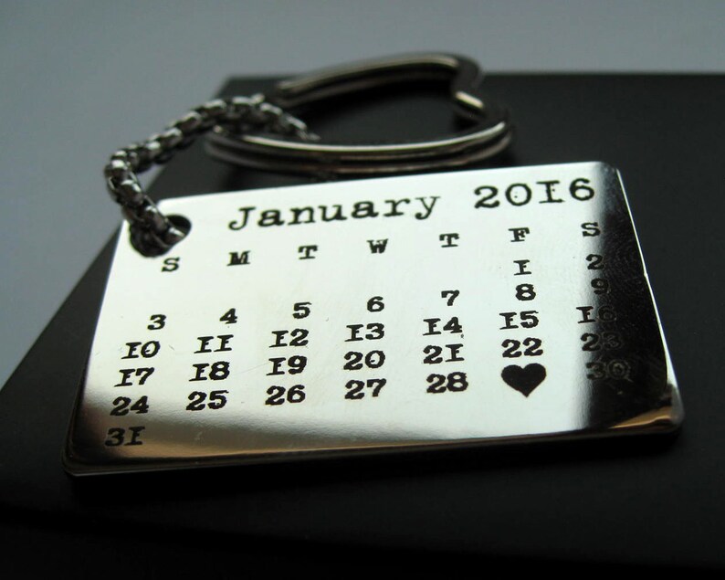Personalized Calendar keychain Custom anniversary gift Etsy