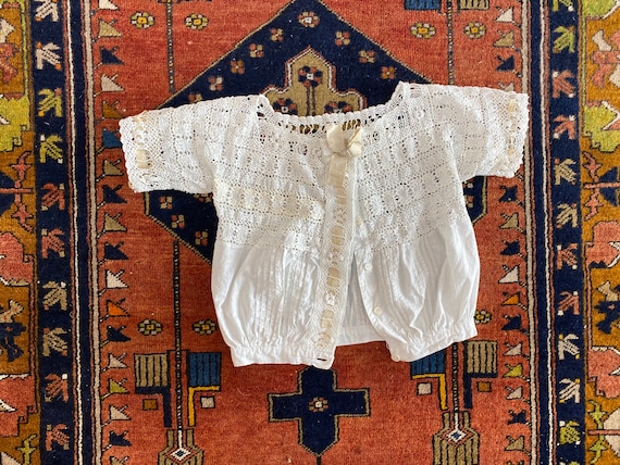 Antique Edwardian corset cover | 1910s cotton lace