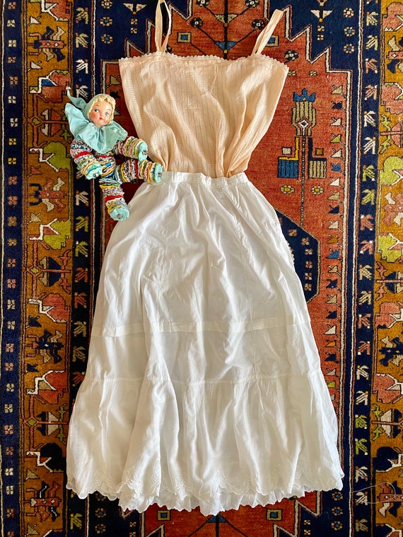 Antique Edwardian white cotton petticoat underskir