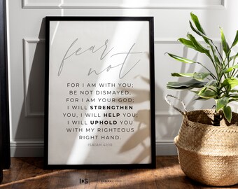 Isaiah 41:10 Verse Printable, Black and White Minimalist Decor (Digital Download)