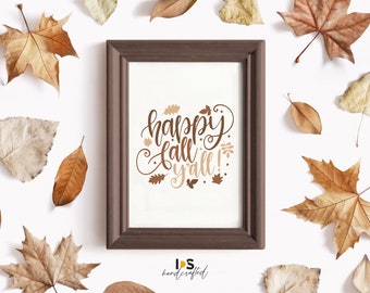 Happy Fall Y'all Print: Neutral Autumn Decor (Digital Download)