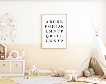 Alphabet I Love You Print, Nursery Wall Art (Digital Download)