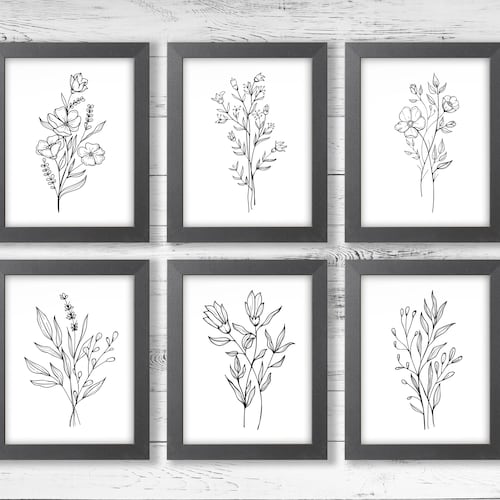 Printable Gallery Wall Set of 6 Botanical Prints Printable - Etsy
