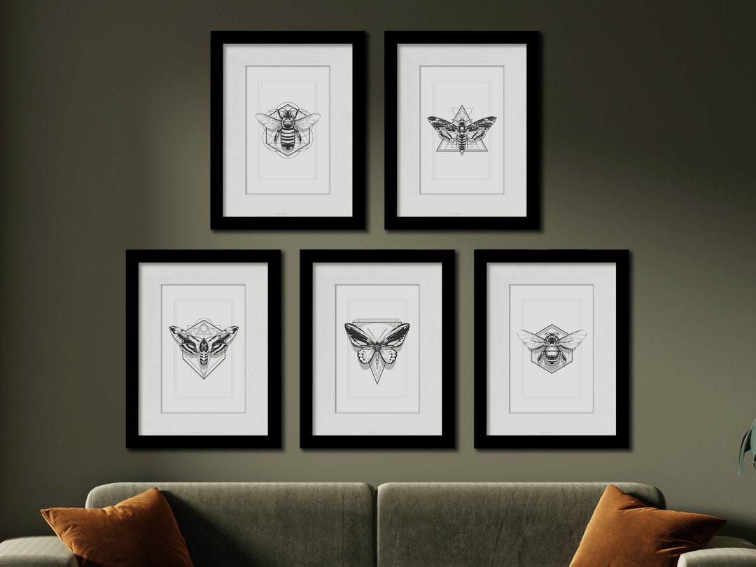 Geometric Insect Print Set, Minimalist Sacred Art (digital Download) - Etsy