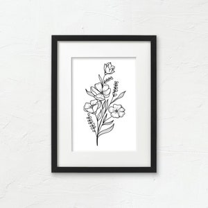 Black &amp; White Botanical Illustration Prints, Set of 6, White Version ...