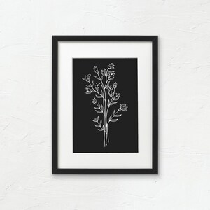 Black &amp; White Botanical Set of 6 Illustration Prints, Black Version ...
