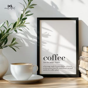 Coffee Definition Wall Art Printable, Coffee Bar Art, Coffee Lover Gift, Minimalist Black and White Poster, Coffee Decor, Digital Download