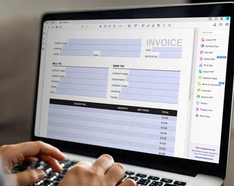 Fillable Invoice Template, Self-Calculating, Printable PDF (8.5x11 US Letter)