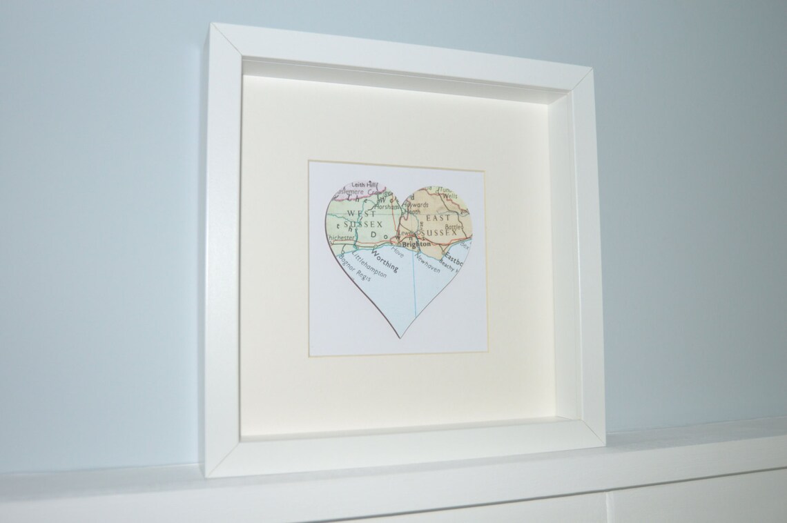 Memory Map Framed Map Shape Personalised Map Frame Wedding - Etsy