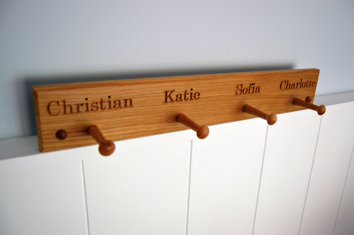 Personalised Oak Peg Rail Oak Peg Rack Wooden Peg Rail Etsy UK