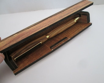 Flexible Pen Box / Case + Bethlehem Olive Wood Pen. Ballpoint