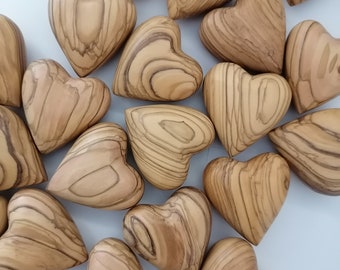 Authentic Bethlehem Olive Wood 3D Hearts  , Natural figured & free of defects - Holy Land gift