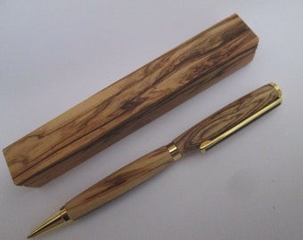 Bethlehem Olive Wood Pen + One Olivewood Pen Blank, Figurato (vedi foto) Fatto a mano