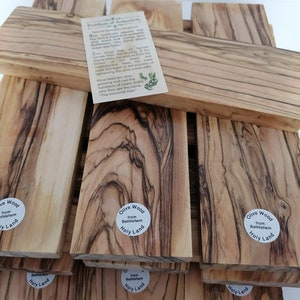 GENUINE BETHLEHEM Olive Wood Planks 9&quot; X 2.5&quot;        (  23 cm X 6.5 cm ) . Highly Figured Olivewood Knife Scales Blanks