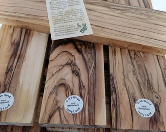 GENUINE BETHLEHEM Olive Wood Planks 9" X 2.5"       (  23 cm X 6.5 cm ) . Highly Figured Olivewood Knife Scales Blanks