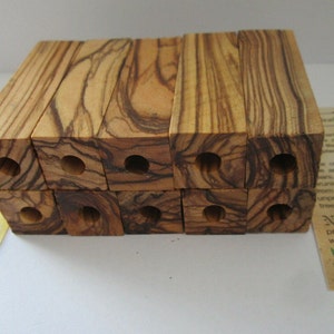 10 Pre-Drilled 7mm (1/4&quot;) Bethlehem Olive Wood Pen Blanks.GRAINS Around the 4 Sides.