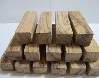 20 bois d’olivier ~ hautement figuré ~ ébauches de stylo de courte longueur 2 1/2 « x 3/4 » carré