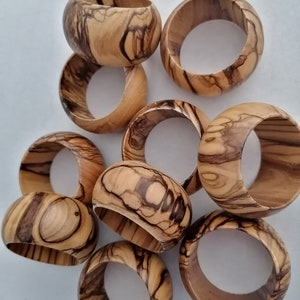 BETHLEHEM Olive Wood Napkin Rings around 1 6/8" in Diameter . Wedding Gifts . Handmade napkins . HIGHLY FIGURED