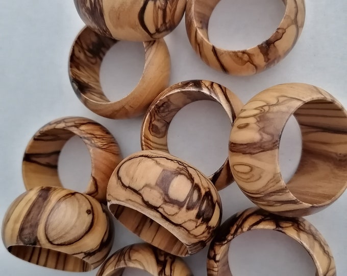 Highly Figured Handmade Napkin Rings - Authentic Bethlehem Olive Wood