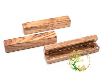 Elegant Handcrafted Bethlehem Olive Wood Pen Box | Unique Writing Case