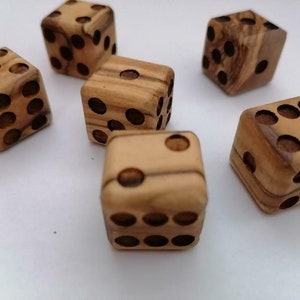 Bethlehem Figured Olive Wood Dice / Handmade in the Holy Land , premium