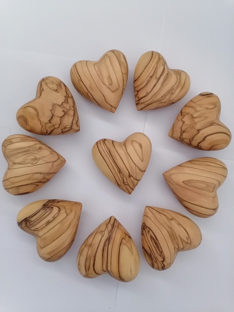 Handmade Bethlehem Olive Wood Love Hearts - Set Of 2, Hand Carved In Holy Land, Approximately 2 Inches Each - View #5