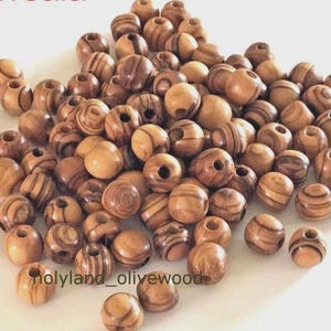 BETHLEHEM Olive Wood Beads - Unique Round Beads from the Holy Land image 1