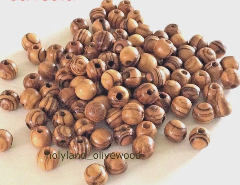 BETHLEHEM Olive Wood Beads - Unique Round Beads from the Holy Land image 1