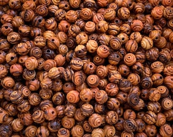 600 BETHLEHEM / Holyland Olive Wood Round CARVED Beads 8mm - Natural Artisan Craft Supplies