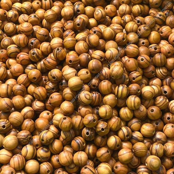 Perle di legno d'ulivo Holyland da 8 mm rotonde in 8 mm / legno d'ulivo di qualità premium / lucidate / qualità PREMIUM e PREZZI PIÙ BASSI