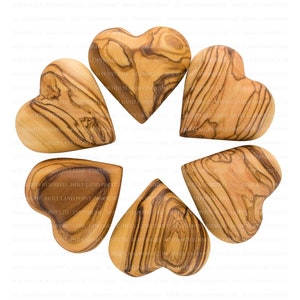 6 Olive Wood Hearts. Olive Wood Carved Hearts. Wedding Hearts