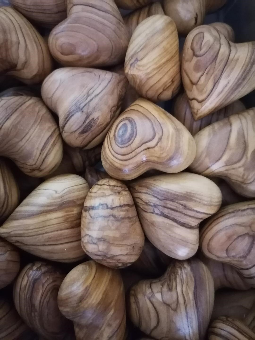 Handmade Bethlehem Olive Wood Love Hearts - Set Of 2, Hand Carved In Holy Land, Approximately 2 Inches Each - View #4