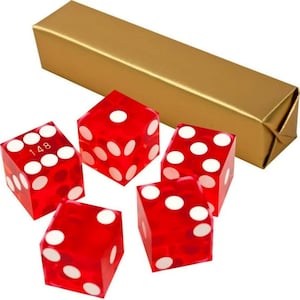 Grade A Serialized Set of Dice-Red Craps Yahtzee Five Dice 19mm