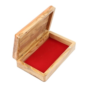 Hand Carved Olive Wood Jewelry Box from Bethlehem, Keepsake Rosary Holder