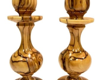 Stunning Bethlehem Olive wood Pair Candle Holders, Candlesticks~ FIGURED ~ Premium Quality~  olivewood